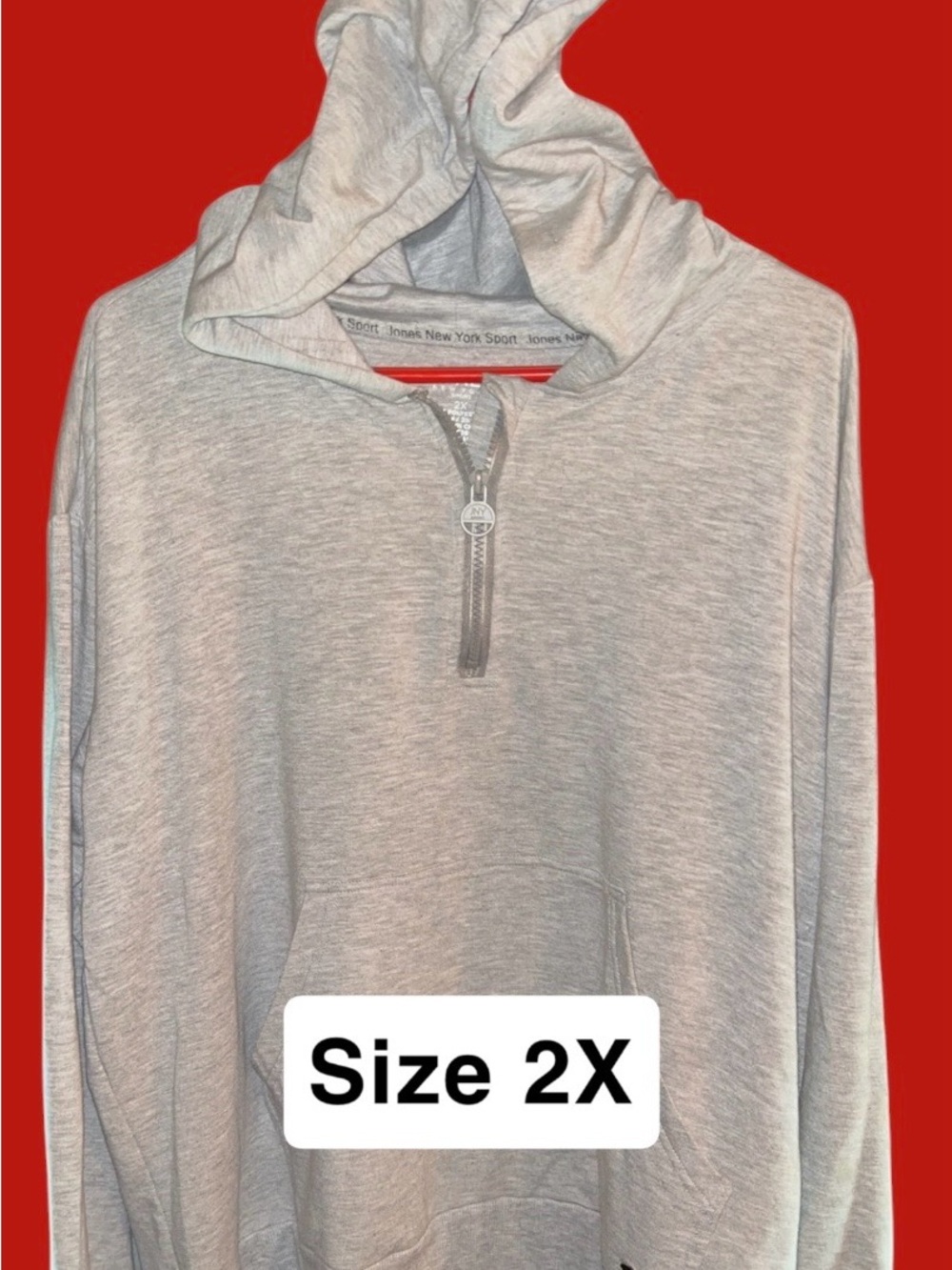 New York & Company Light Gray Half-Zip Hoodie